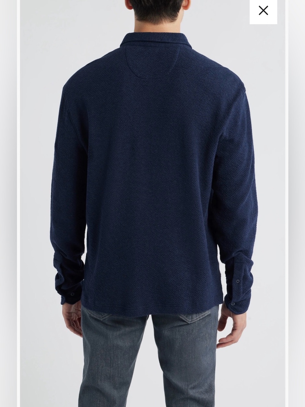 Johnnie-O Alwin Long Sleeve Polo XL Navy Textured Cotton Blend - Picture 2 of 13